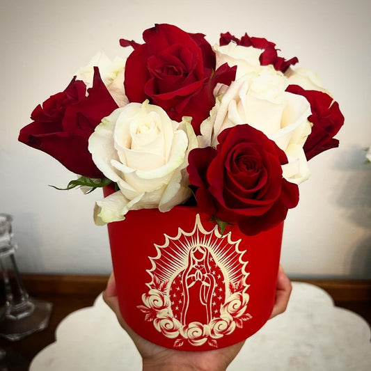 Red Rosa De Guadalupe Glass Vase