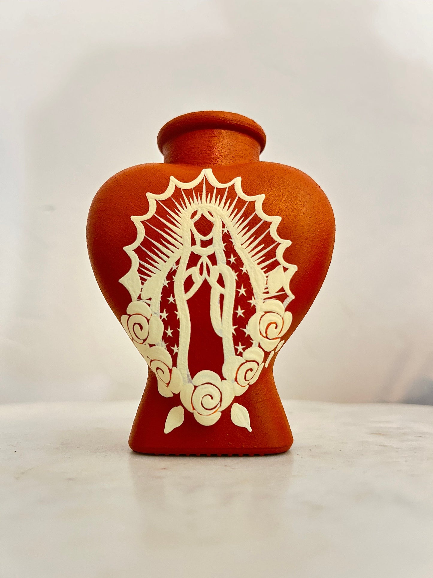 Clay inspired Virgins n Mary  heart vase