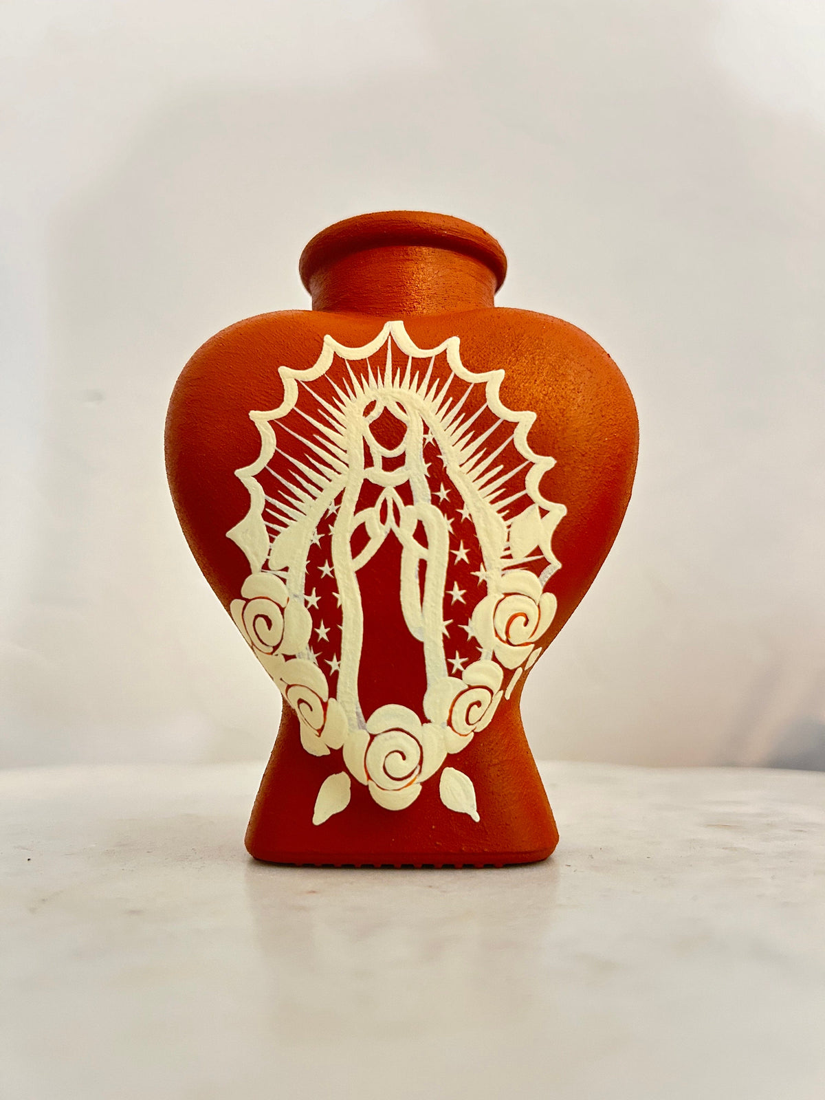 Clay inspired Virgins n Mary  heart vase
