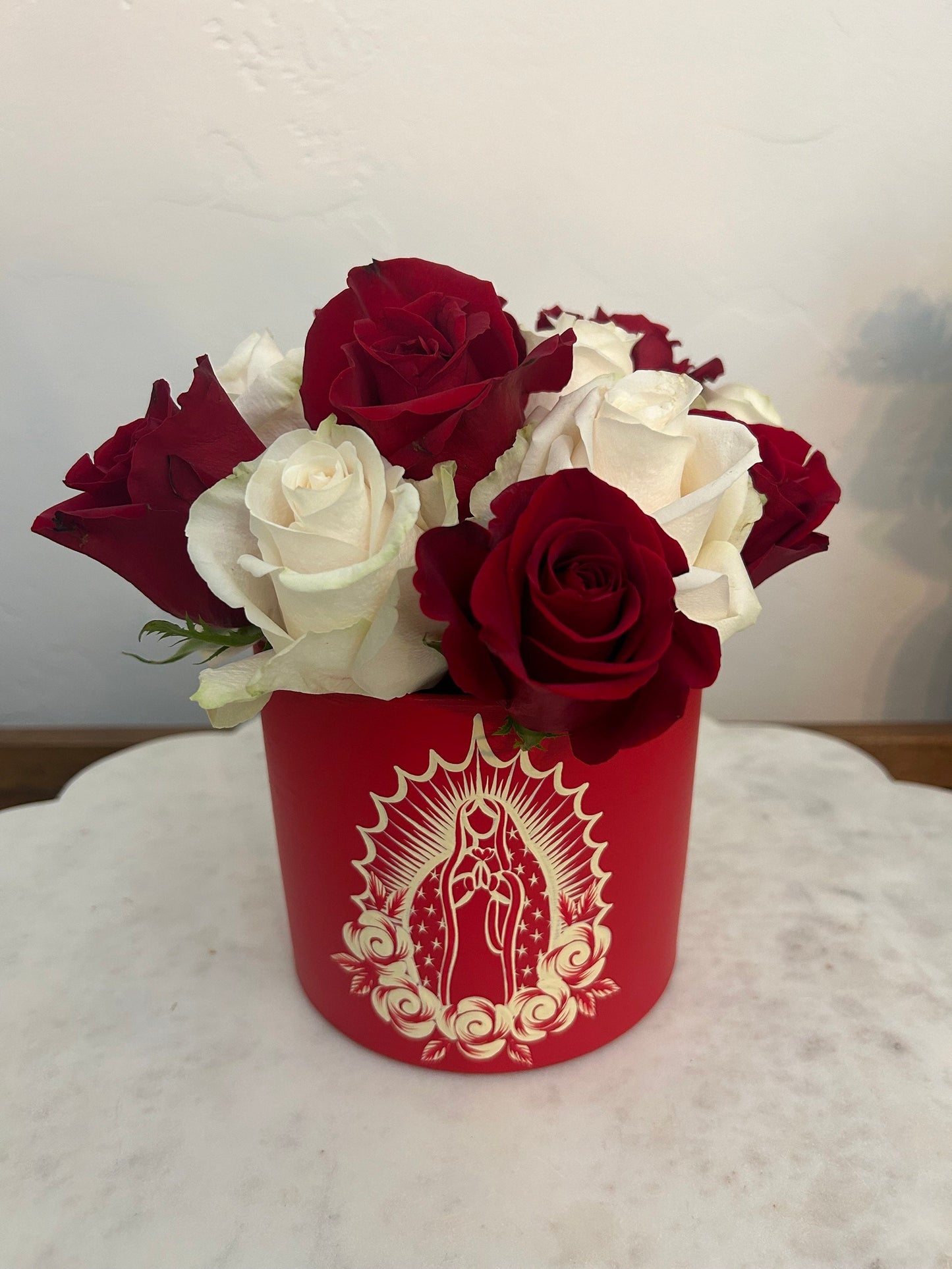 Red Rosa De Guadalupe Glass Vase