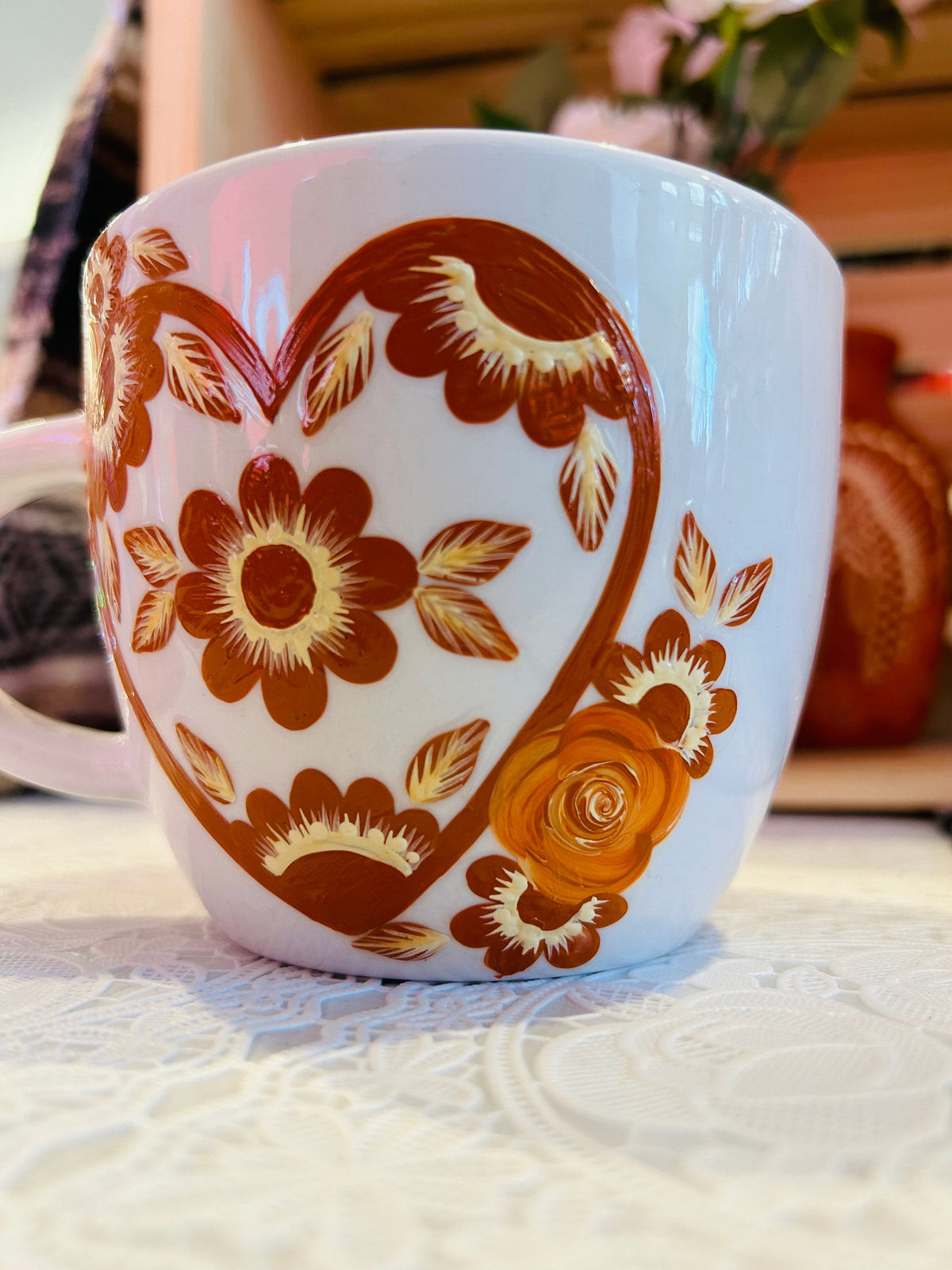Flower heart mug