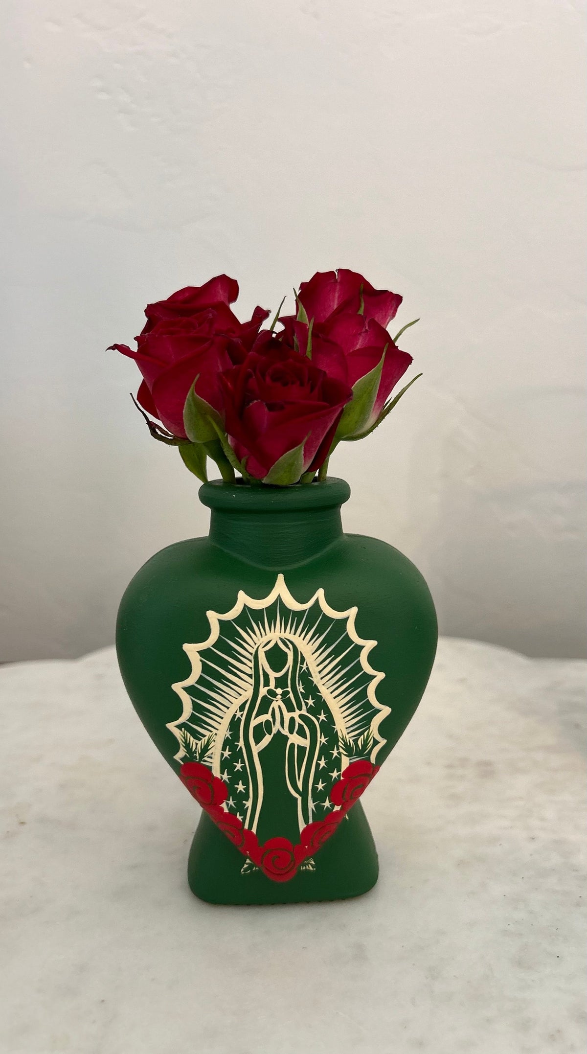 Green VM heart vase