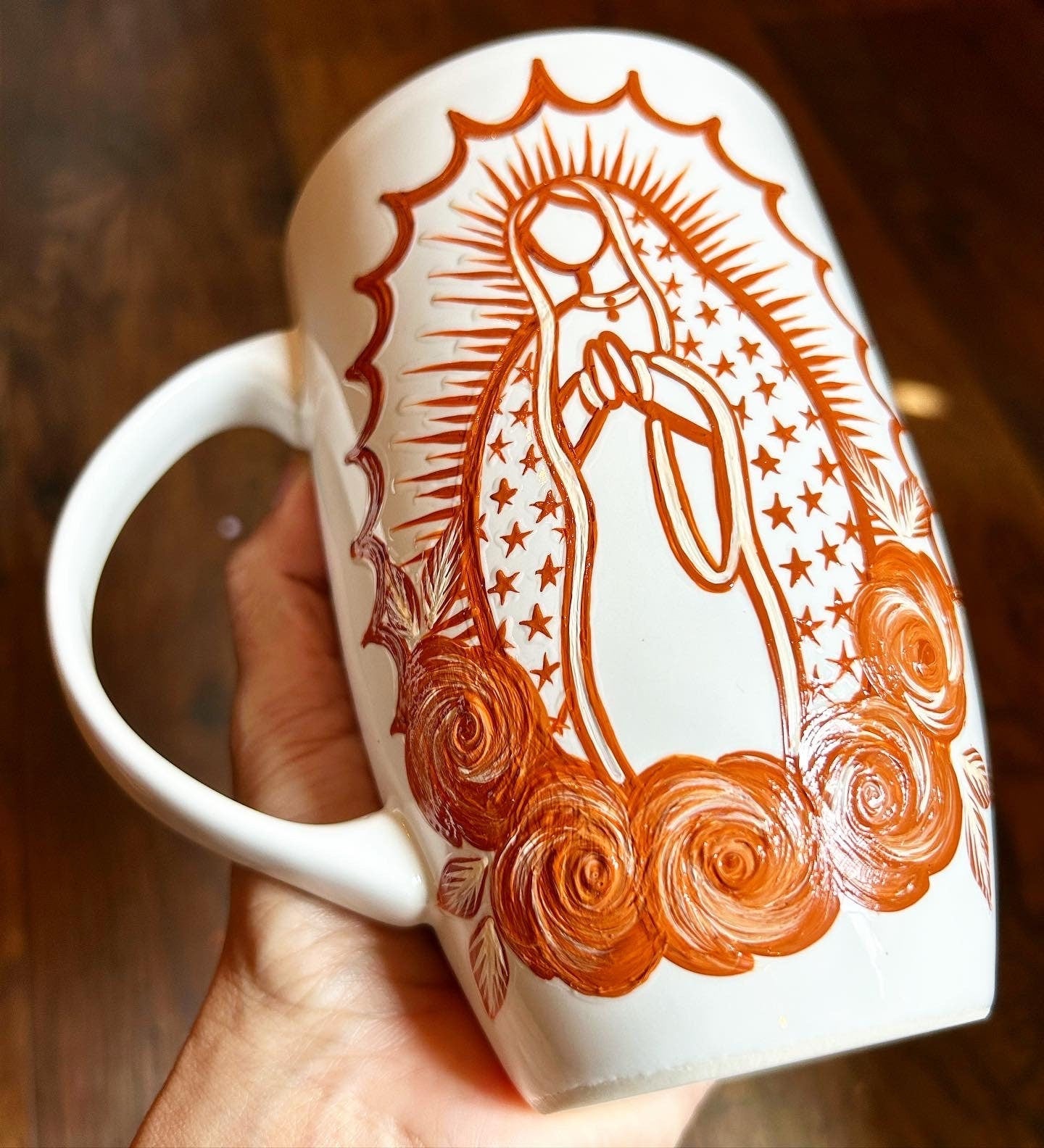 Terracotta Virgin Mary Mug